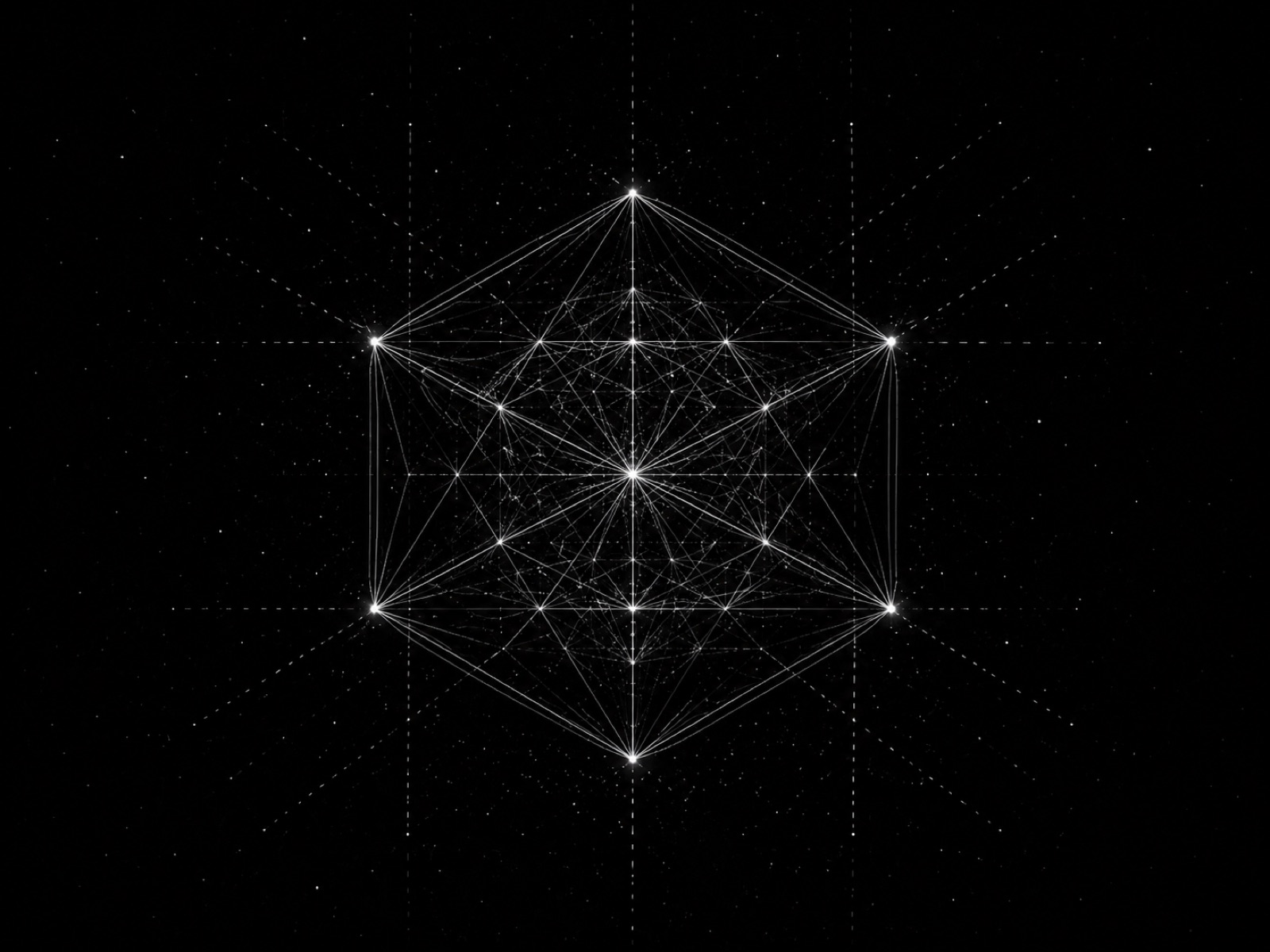 A constellation of nodes joined by fine lines against a dark field